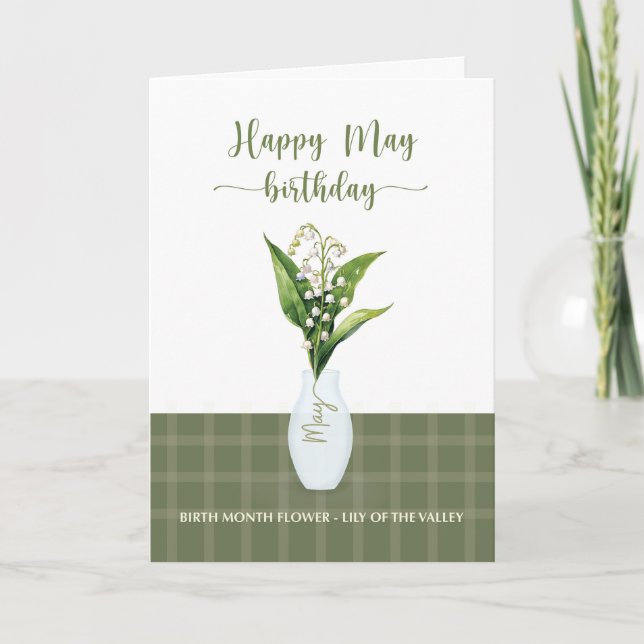 May Birthday Lily of the Valley Birth Month Flower Card (Front)