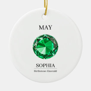 May Birthstone Birthday Name Emerald Ceramic Ornament