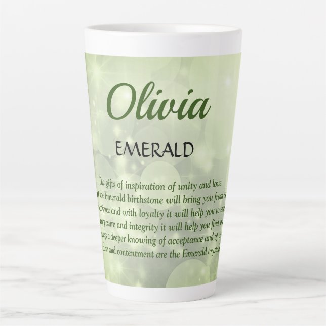 May Birthstone Emerald design  Latte Mug (Front)