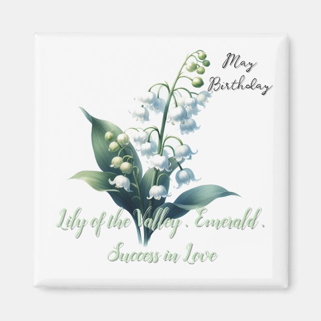 May Birthstone Emerald Lily of the Valley Magnet (Front)