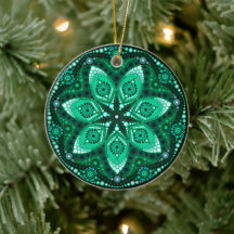 May Birthstone Emerald Mandala Ornament