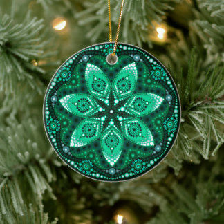 May Birthstone Emerald Mandala Ornament