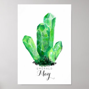 May Birthstone - Emerald Watercolor   Poster
