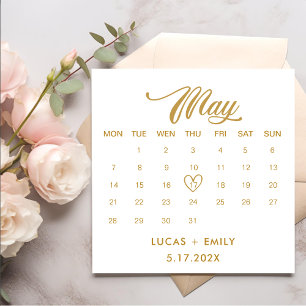 May Calendar Gold Wedding Napkin