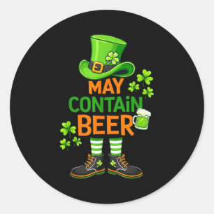 May contain beer funny st patrick day humour classic round sticker