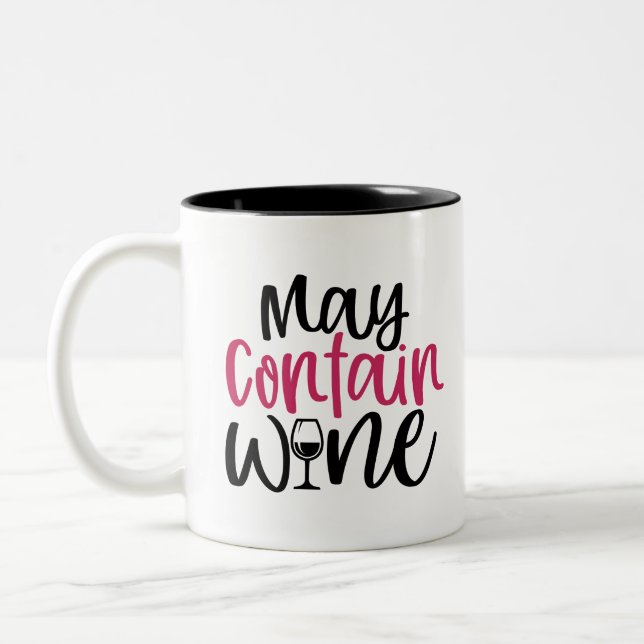 May Contain Wine Two-Tone Coffee Mug (Left)