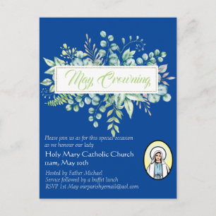 May Crowning Invites Virgin Mary Catholic Invites Postcard