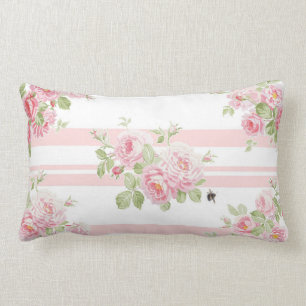 May Day Summer Roses peony stripe Lumbar Cushion