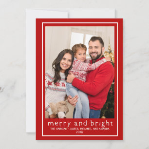 May Days Be Merry & Bright Red Typography Photo Holiday Card
