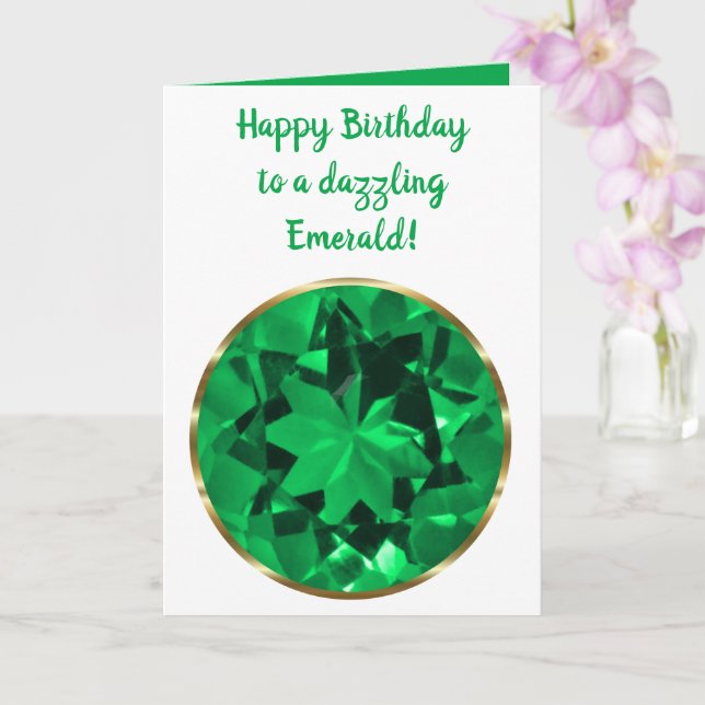 May Emerald Birthstone Birthday Card (Orchid)