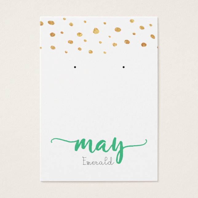 May Emerald Birthstone Earring Display Card (Front)