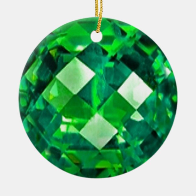 May EMERALD BIRTHSTONE GEM Ceramic Ornament (Front)