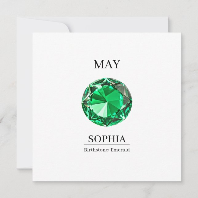 May Emerald  Personalised Birthday Card (Front)