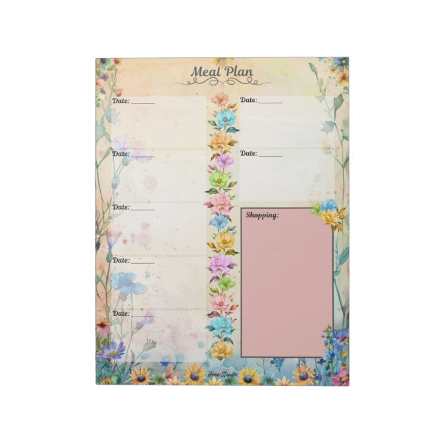 May Flowers 7 Day Meal Planner Notepad (Rotated)
