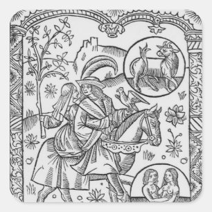 May, from the 'Almanach des Bergers', 1491 Square Sticker