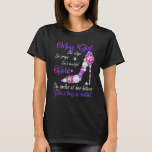 May Girl She Slays She's Beautiful Bold High Heels T-Shirt