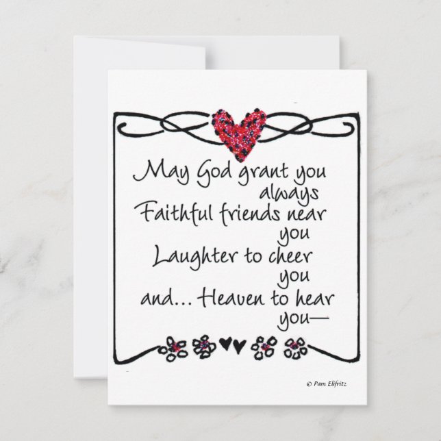 "May God grant you...saying drawing red heart Card (Front)