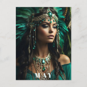 *~ MAY Goddess BIRTHDAY Emerald Boho AP53 Postcard