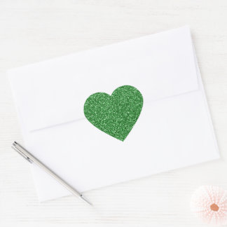 May Green Glitter Heart Sticker
