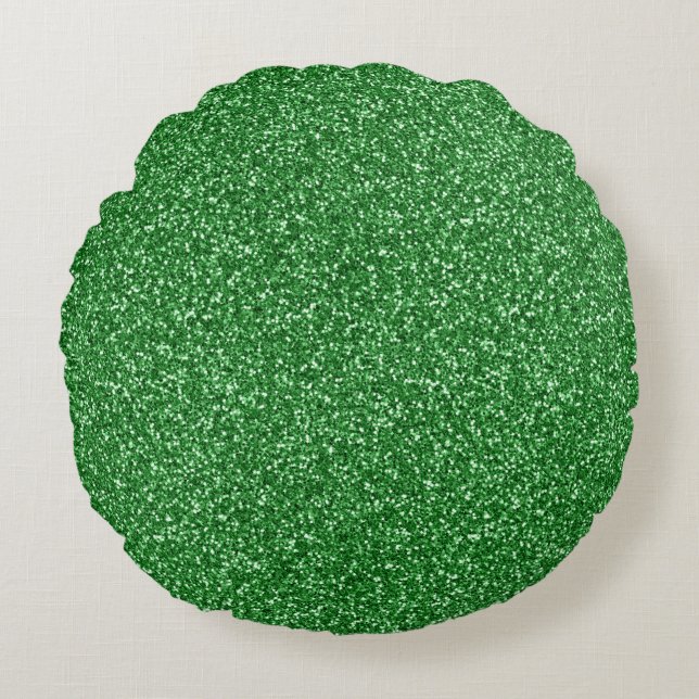 May Green Glitter Round Cushion (Front)