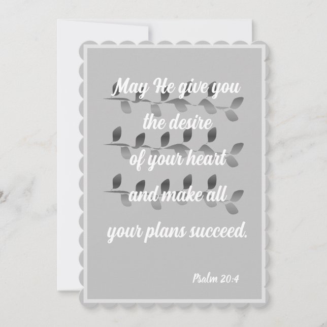 May He give you the desire of your Psalm 20:4 Card (Front)