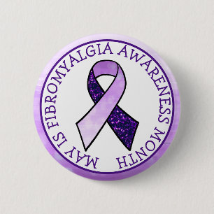 May is Fibromyalgia Butterfly Awareness Month 6 Cm Round Badge