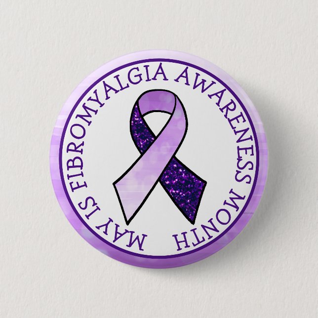 May is Fibromyalgia Butterfly Awareness Month  6 Cm Round Badge (Front)