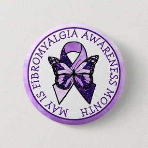 May is Fibromyalgia Butterfly Awareness Month  6 Cm Round Badge