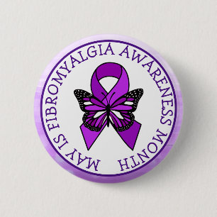 May is Fibromyalgia Butterfly Awareness Month  6 Cm Round Badge