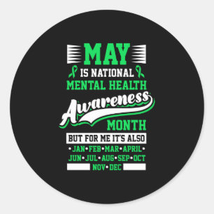 May is national mental health awareness month classic round sticker