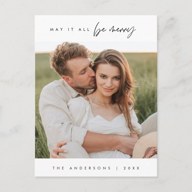 May It All Be Merry, Christmas Family Photo Postcard (Front)