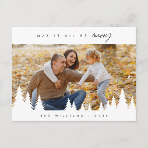 May It All Be Merry, Family Photo, Minimalist Postcard