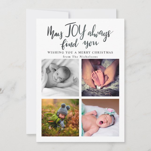May Joy Always Find You Typography Christmas Photo Holiday Card (Front)
