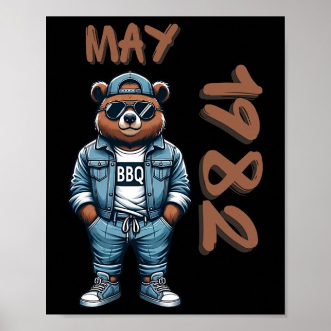 May King Grill Master Bear Bbq Lover Dad Birthday  Poster (Front)