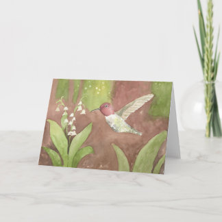 May; Lily of the Valley & Hummingbird; Greeting Card