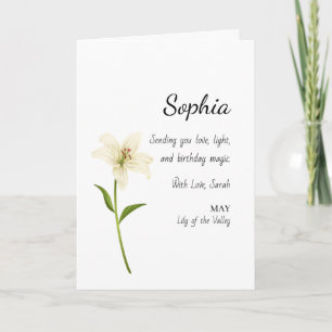 May Lily of the Valley Personalised Birthday Card