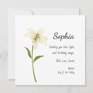 May Lily of the Valley Personalised Birthday Card