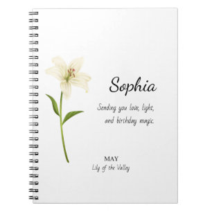 May Lily of the Valley Personalised Birthday Notebook