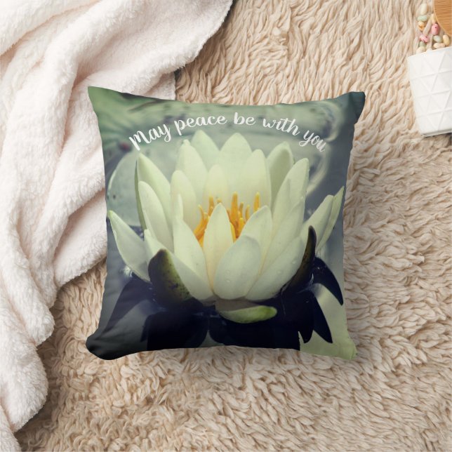 May Peace Be With You Lotus Inspirational  Cushion (Blanket)