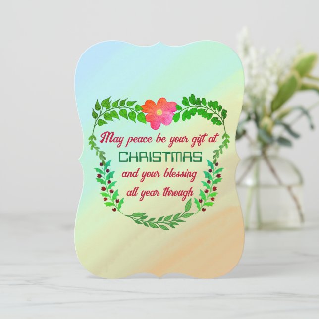 MAY PEACE BE YOUR GIFT AT CHRISTMAS Christmas Card (Standing Front)