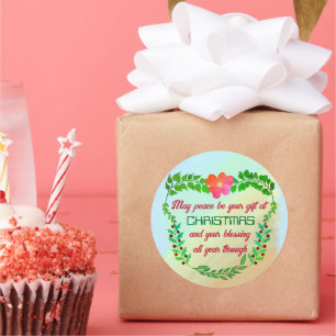 MAY PEACE BE YOUR GIFT AT CHRISTMAS  CLASSIC ROUND STICKER