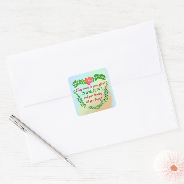 MAY PEACE BE YOUR GIFT AT CHRISTMAS  SQUARE STICKER (Envelope)