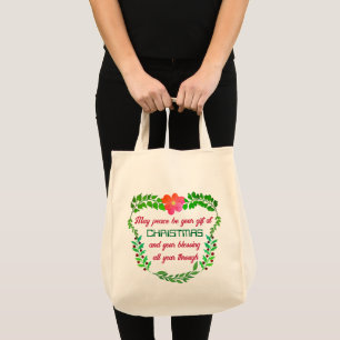 MAY PEACE BE YOUR GIFT AT CHRISTMAS TOTE BAG