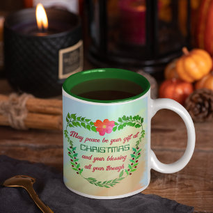 MAY PEACE BE YOUR GIFT AT CHRISTMAS Two-Tone COFFEE MUG