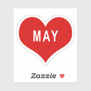 MAY Red Love Heart Vinyl Sticker