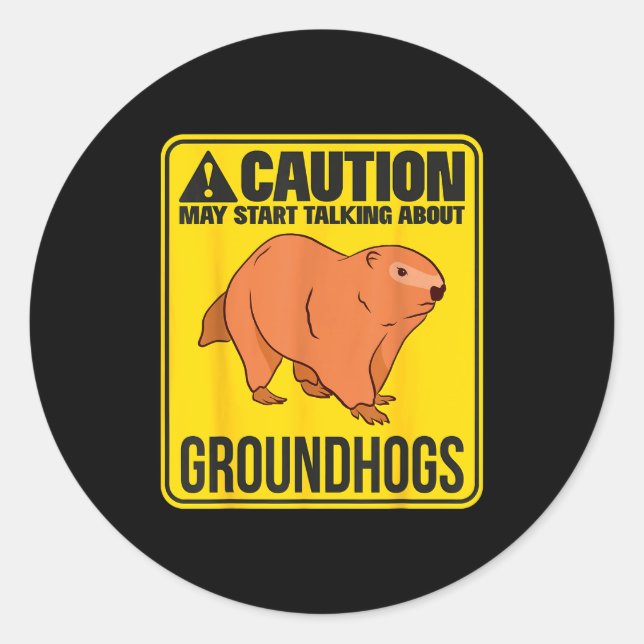 May Start Talking About Groundhogs Groundhog Groun Classic Round Sticker (Front)