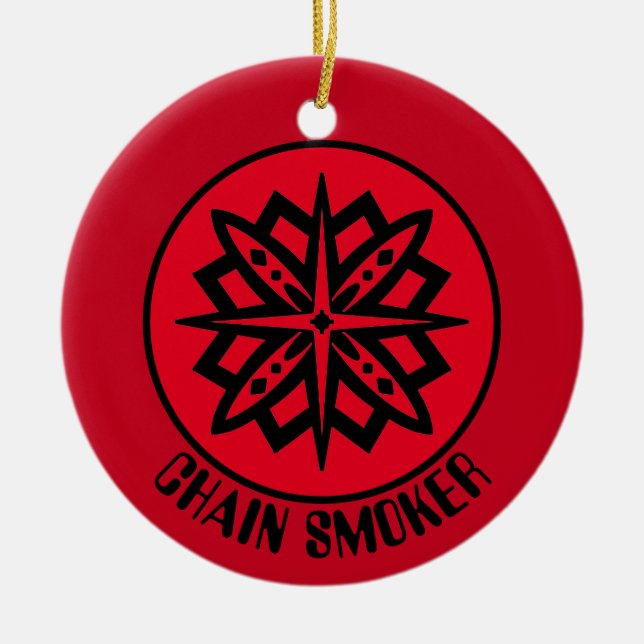 May the Course Be With You, Chain Smoker Ceramic Ornament (Front)