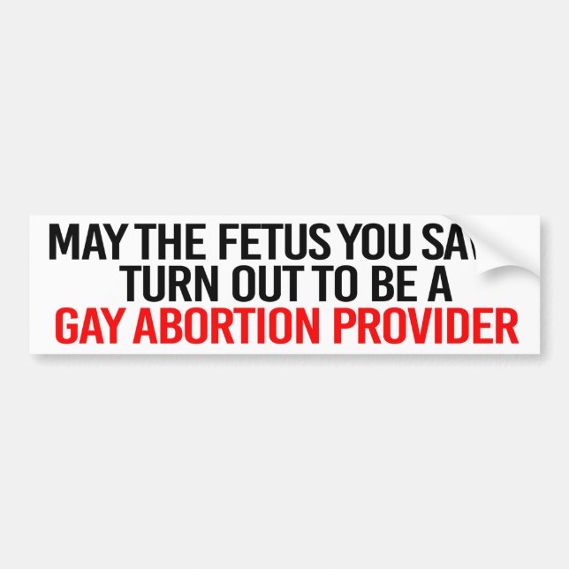 May the foetus you save turn out to be a gay abort bumper sticker (Front)