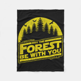May The Forest Be With You Yellow Nature Summer Ca Fleece Blanket