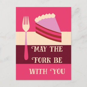 May the Fork Be With You Birthday Cake Postcard